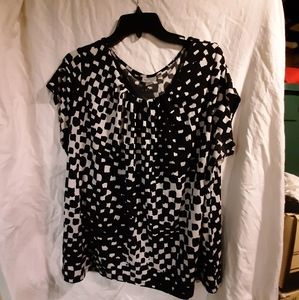 Worthington Black/White Womens Stretch top sz 2x